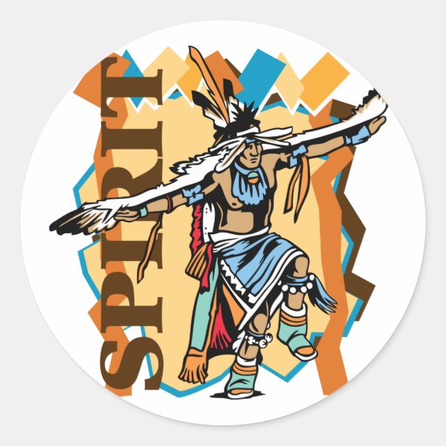 Native American Spirit Dance Classic Round Sticker (Front)