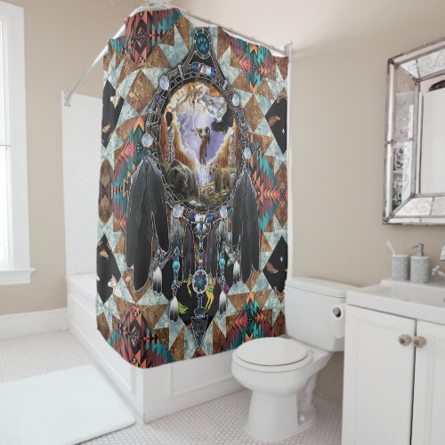 Native American Spirit Warrior Pullover Shower Curtain