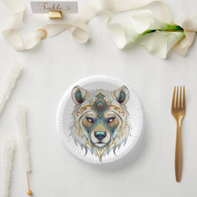 Native American Spiritual Wolf Paper Plate Paper Bowls (Wedding)
