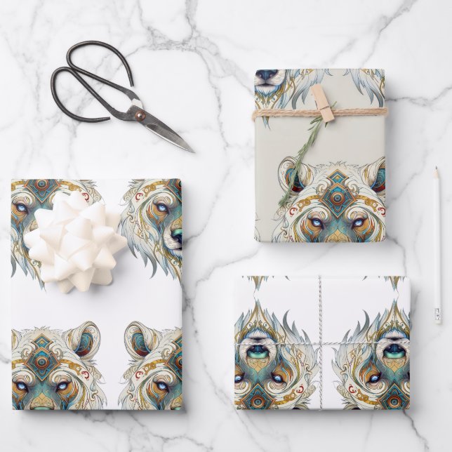 Native American Spiritual Wolf    Wrapping Paper Sheets (Front)