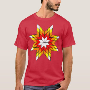 Native American Starburst Design White Fire Color T-Shirt
