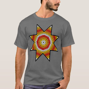 Native American StarQuilt Design White Fire Color T-Shirt