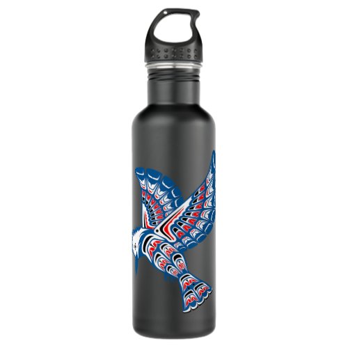 Native American Style Art Kingfisher Pacific North Stainless Steel Water Bottle