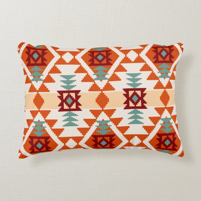 Native American Style Geometric Seamless Accent Pillow (Front)
