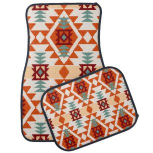 Native American Style Geometric Seamless Car Floor Mat