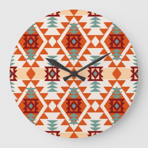 Native American Style Geometric Seamless Large Clock