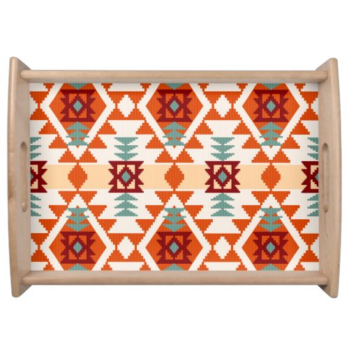 Native American Style Geometric Seamless Serving Tray