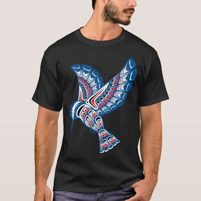 Native American Style Kingfisher Pacific Northwest T-Shirt (Front)
