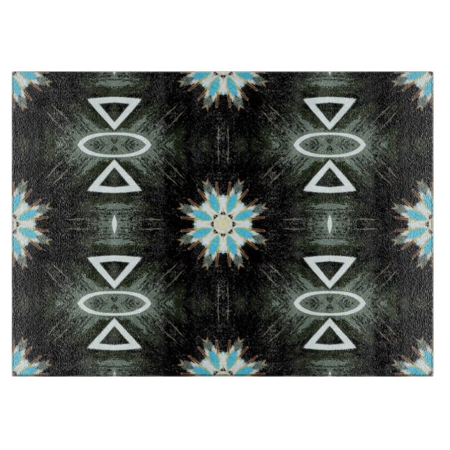 native american style star-burst geometric cutting board (Front)