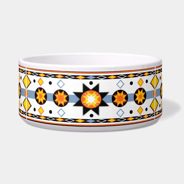 Native American Sun Pattern Pet Bowl (Front)