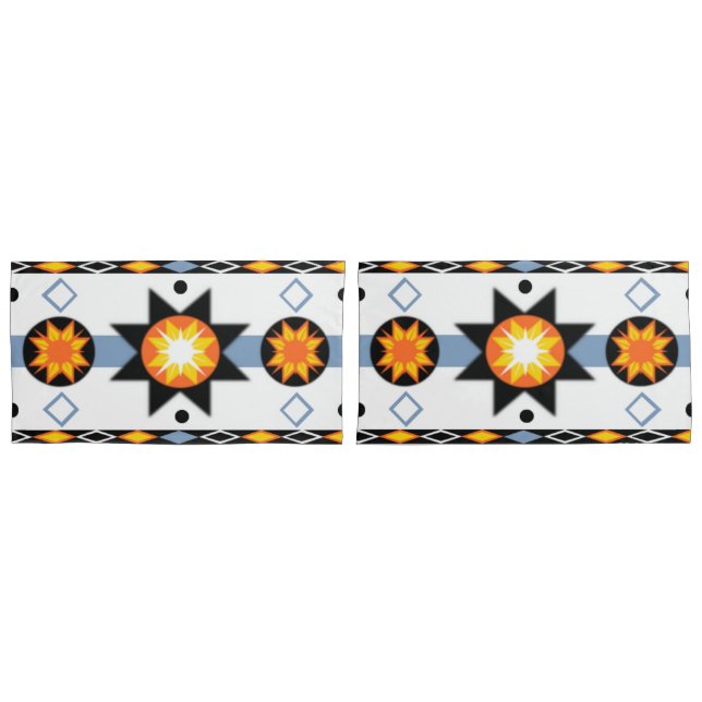 Native American Sun Pattern Pillow Case (Front-Set)