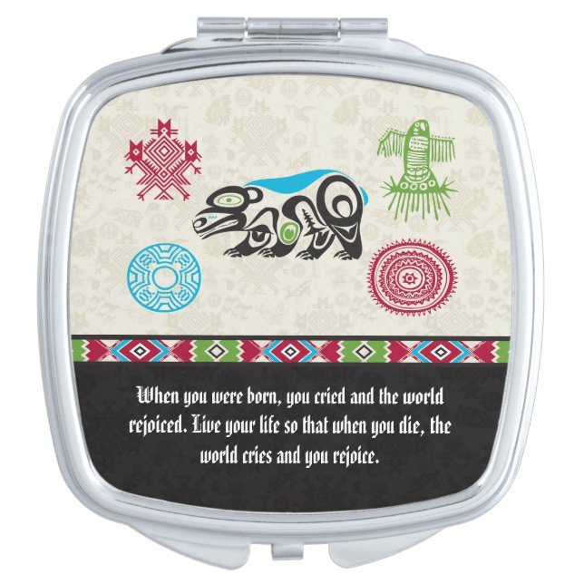 Native American Symbols and Wisdom - Bear Makeup Mirror (Front)