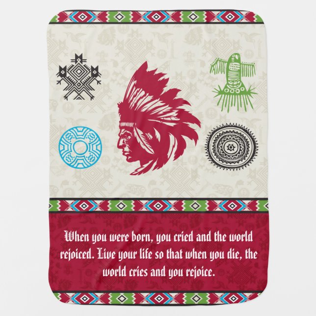 Native American Symbols and Wisdom - Chief Swaddle Blanket (Front)