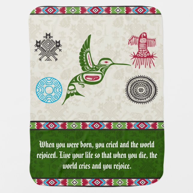 Native American Symbols and Wisdom - Hummingbird Baby Blanket (Front)