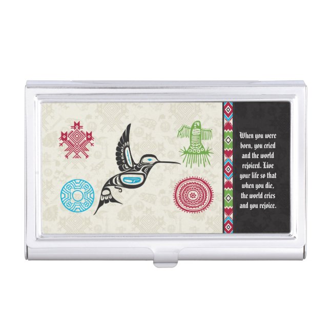 Native American Symbols and Wisdom - Hummingbird Business Card Case (Front)