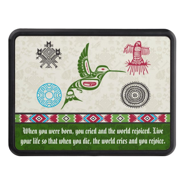 Native American Symbols and Wisdom - Hummingbird Hitch Cover (Front)