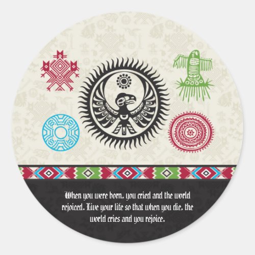 Native American Symbols and Wisdom _ Phoenix Classic Round Sticker