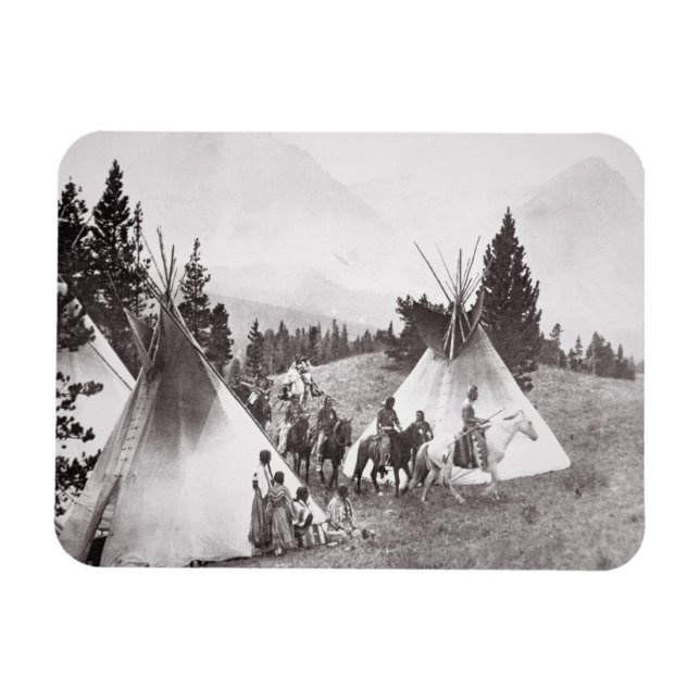 Native American Teepee Camp, Montana, c.1900 (b/w Magnet (Horizontal)