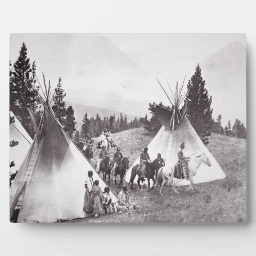 Native American Teepee Camp Montana c1900 bw Plaque