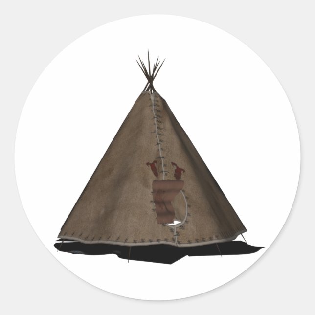 native american teepee classic round sticker (Front)