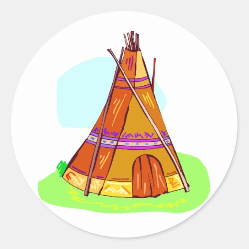 Native American Teepee Classic Round Sticker