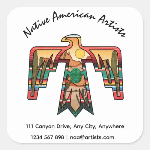 Native American Thunderbird Editable text Square Sticker