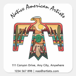 Native American Thunderbird Editable text Square Sticker