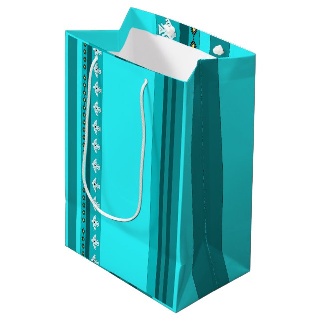 Native American Thunderbird Turquoise Gift Bag (Front Angled)