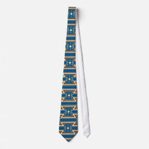 Native American Tie Blue with Brown Design