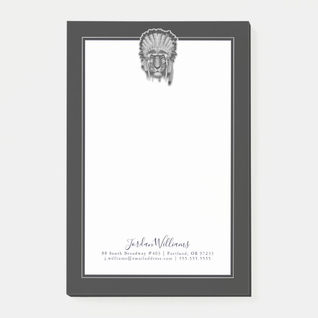 Native American Tiger Chief | Add Your Name Post-it Notes (Front)