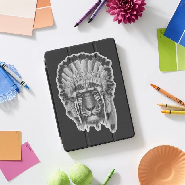 Native American Tiger Chief iPad Pro Cover (Desk)