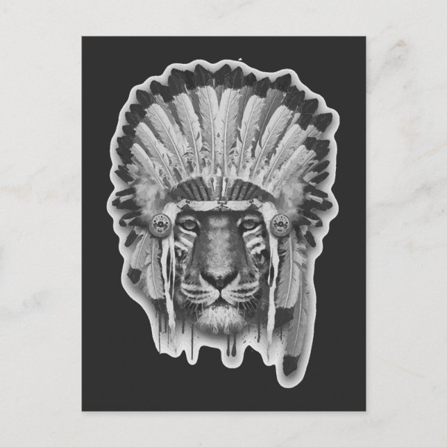 Native American Tiger Chief Postcard (Front)