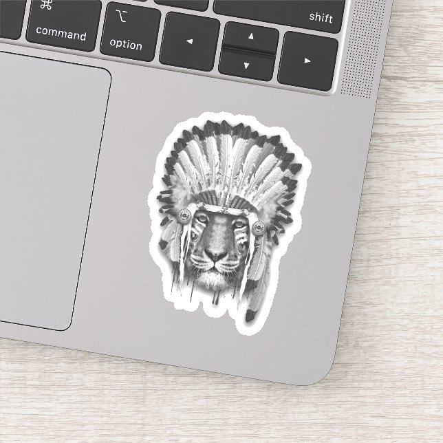 Native American Tiger Chief Sticker (Detail)