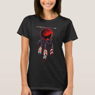 Native American Timber Wolf Dream Catcher Indian T T-Shirt