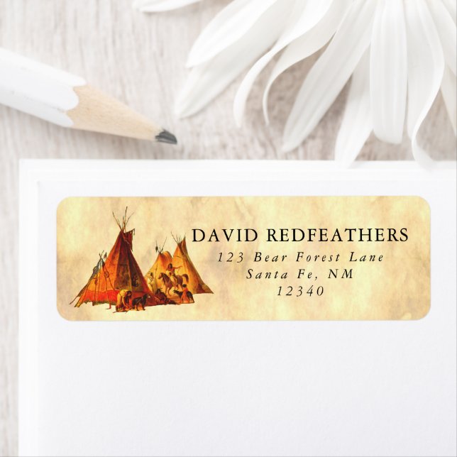 Native American Tipi Assiniboine Tipis Parchment Label (Insitu)