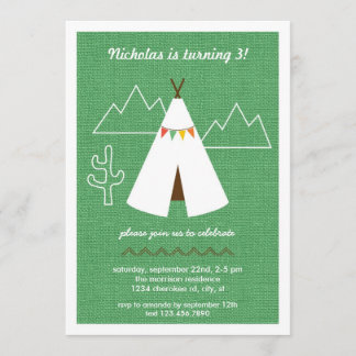 Native American Tipi Birthday Party Invitation