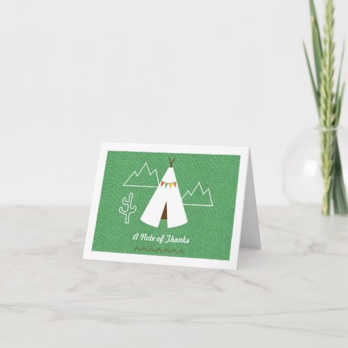 Native American Tipi Birthday Party Thank You Card