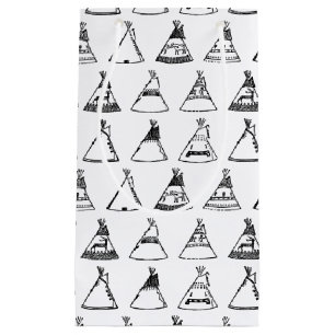 Native American Tipi Tents CUSTOM BACKGROUND COLOR Small Gift Bag