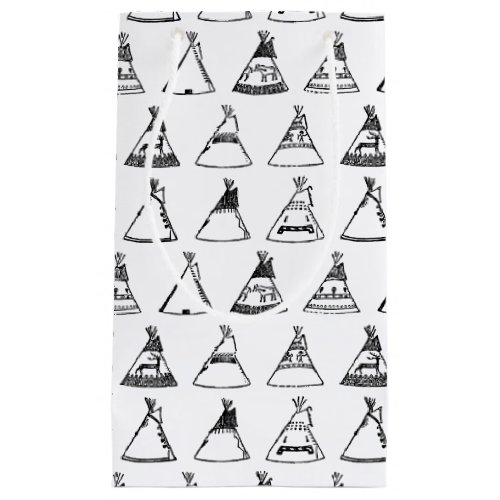 Native American Tipi Tents CUSTOM BACKGROUND COLOR Small Gift Bag