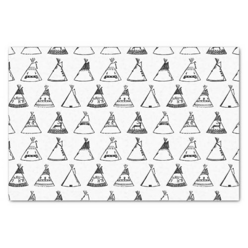 Native American Tipi Tents CUSTOM BACKGROUND COLOR Tissue Paper