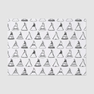 Native American Tipi Tents CUSTOM BACKGROUND COLOR Tissue Paper