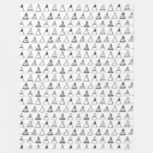 Native American Tipi Tents CUSTOM BG COLOR Fleece Blanket