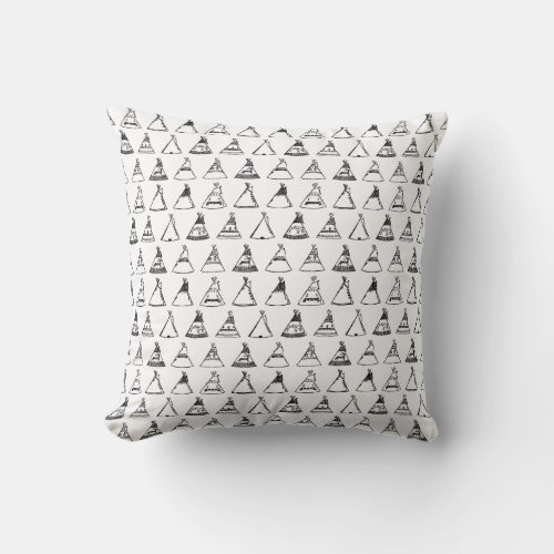 Native American Tipi Tents Throw Pillow