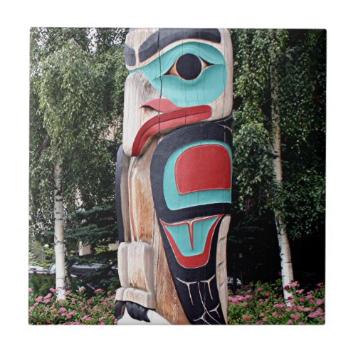 Native American Totem Pole  Anchorage Alaska Ceramic Tile