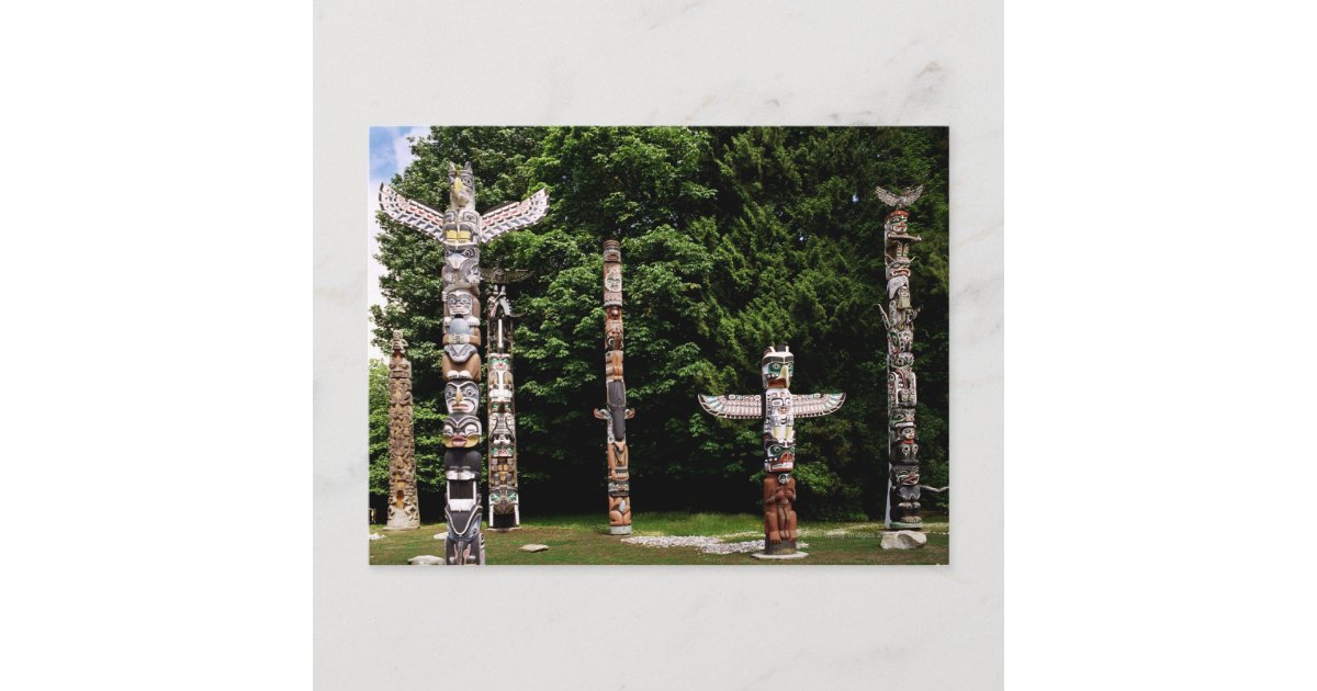 Native American totem poles, Vancouver, British Postcard | Zazzle