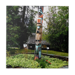 Native American Totem Poll Glacier Park Montana Ceramic Tile