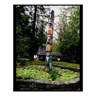 Native American Totem Poll Glacier Park Montana Poster