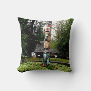 Native American Totem Poll Glacier Park Montana Throw Pillow