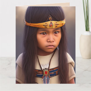 NATIVE AMERICAN TRIBAL BOY ART BIRTHDAY CARD