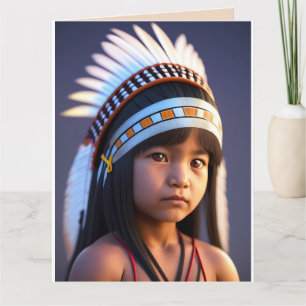 NATIVE AMERICAN TRIBAL BOY ART BIRTHDAY CARD
